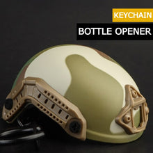 Load image into Gallery viewer, Combat Helmet Bottle Opener Keychain