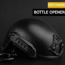 Load image into Gallery viewer, Combat Helmet Bottle Opener Keychain